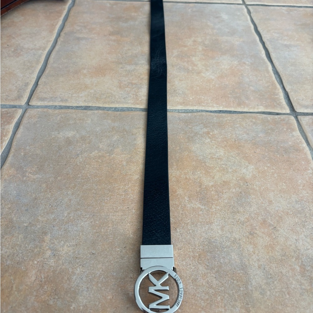 Michael Kors Black Belt with Silver Buckle